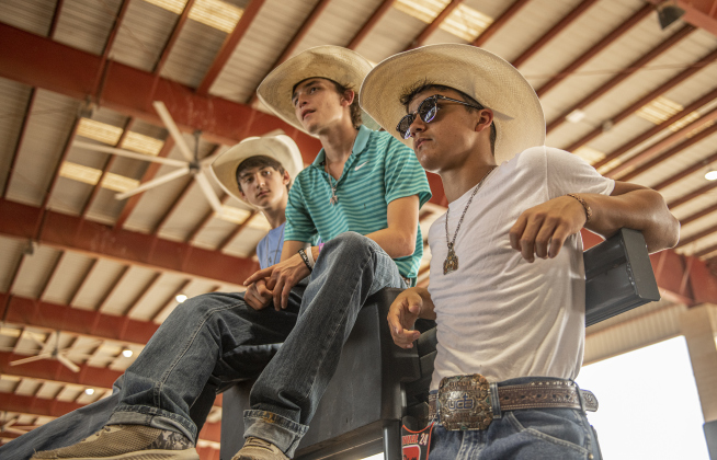 Entrants relax before competing  at the 1st Annual Bill Pickett Youth Rodeo, held at the Williamson County Expo Center  on Saturday, June 15, 2024.   The rodeo was open to entrants 18-years-old or younger.    Photo by Andy Sharp.