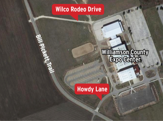  Map shows the names and locations of the new roads at the Williamson County Exposition Center. Illustration by Matthew Brake. 