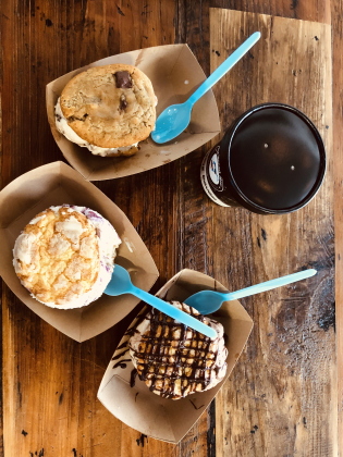The Baked Bear serves ice cream treats just off the Square in Georgetown. 