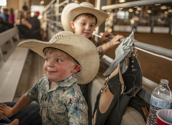 3-year-old Porter Fritz, left, and his brother Cyrus, 5, right, enjoyed their time at the 74th Annual Taylor Rodeo on Thursday, July 18.