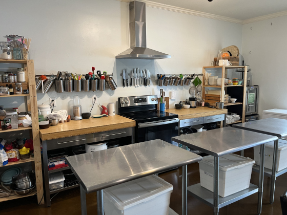 An educational kitchen space in Sanctuary Holistic Kitchen.