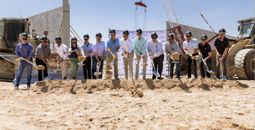 Georgetown Mayor Josh Schroeder, center, and City Manager David Morgan, to the mayor’s immediate left, were joined by architects from GSR Andrade, leadership from Gordon Highlander Construction and Westwood Civil, members of the longstanding landowners and members from Fidelis and Transwestern. (Courtesy Transwestern)