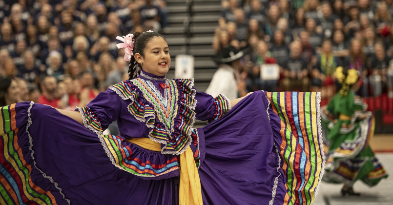 Members of the district's Ballet Folklorico, with students from seven different schools, performed during the convocation for Georgetown Independent School District staff on Tuesday, August 6, 2024.   Georgetown public schools open on August 15.