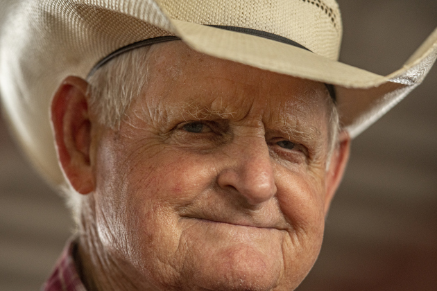Rex Sandifer, 77, from Elgin,  took part in roping events.