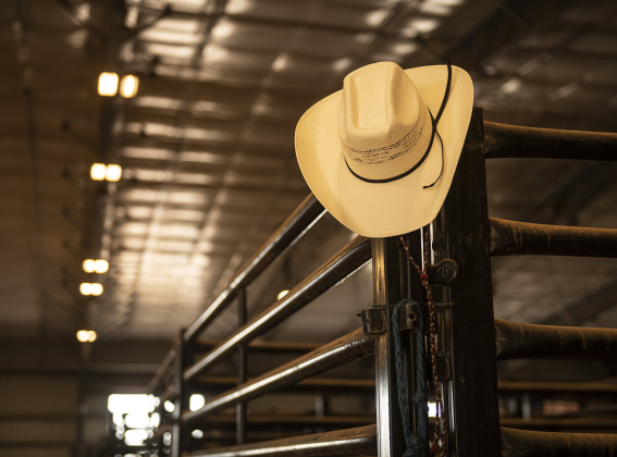 A hat awaits its owner at the Texas Senior Pro Rodeo Association's  rodeo.