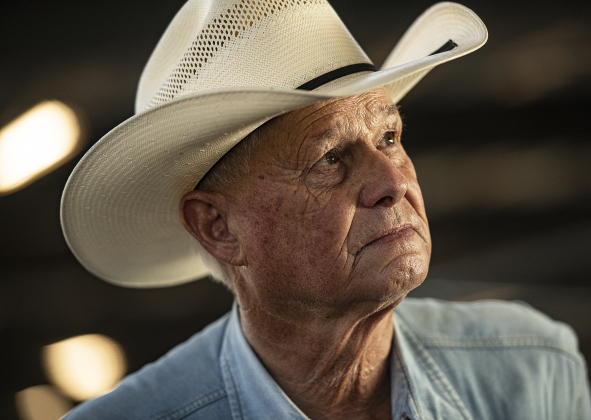 Rusty Felts, 70, from San Angelo, attended to support his wife Cathy, who participated in Barrel Racing at the Texas Senior Pro Rodeo Association's  rodeo held at the Williamson County Expo Center on Saturday, August 24,