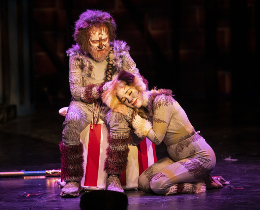 Jerry W. Brown, as Asparagus, and Alicia Escobar, playing Jellylorum, are pictured in a Thursday, August 1, 2024  scene from the dress rehearsal of "Cats," playing on the Palace Springer Stage through September 8.