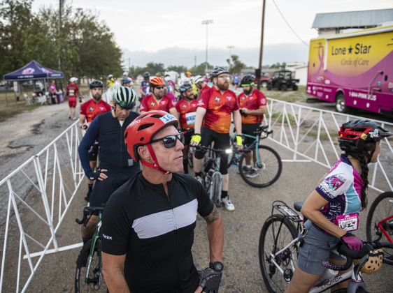 Cyclist Chance Leigh of Georgetown wait with other riders for the start of the 70-mile ride  at Murphy Park for the annual Mamma Jamma Ride on Saturday, September 21, 2024.