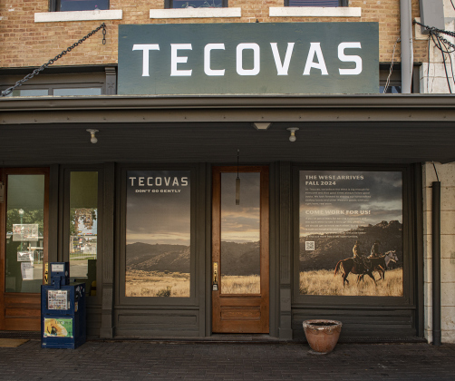The Main Street exterior of Tecovas is pictured on Saturday, September 21, 2024.   The shop has a soft opening on Wednesday, followed by a formal grand opening Friday.   Photo by Andy Sharp. 