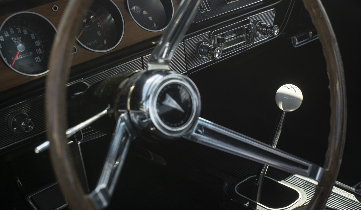 The interior compartment of a 1965 Pontiac GTO owned by Eric Robinson is seen  during the car and motorcycle show held at the the College Street VFW Post 8587 on Saturday, September 21, 2024.   This is the post's inaugural car show.   Photo by Andy Sharp.