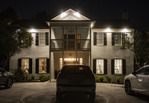 The historic home of Lee Bingham and his wife Jetina is seen near F.M. 1331 on Tuesday, October 8, 2024. They plan to transform the structure, one of the oldest in Williamson County (early 1850s) into a wedding and event venue.   The 1851 McFadin Cemetery, restored by Joe  Plunkett and his group, is on Bingham's land near the San Gabriel River.  Photo by Andy Sharp.