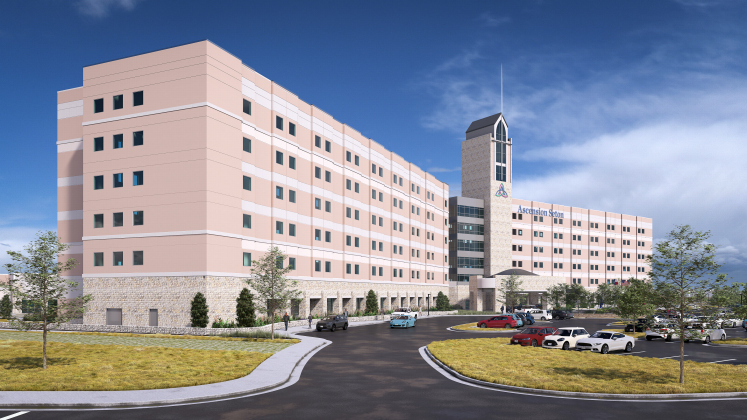 Rendering shows the future six-story facility set to add 160 new beds as part of Ascension Seton Williamson’s new expansion project. Illustration courtesy of Ascension Seton Williamson.