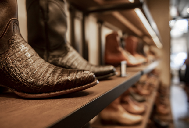 A varied selection of boots for men and women were available at the  Tecovas Grand Opening  on Friday, September 27, 2024.  The store is along Main Street, in the area under the Williamson County Sun offices.   Photo by Andy Sharp.
