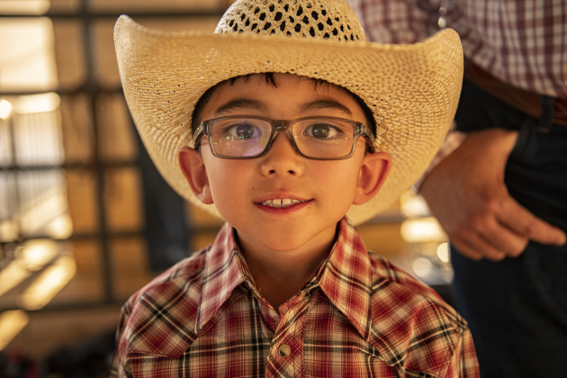 6-year-old Boone Reinke is ready to compete in Mutton Bustin' at the Williamson County Fair Rodeo  on Friday, October 25, 2024. Boone went on to win the competition.     Photo by Andy Sharp.