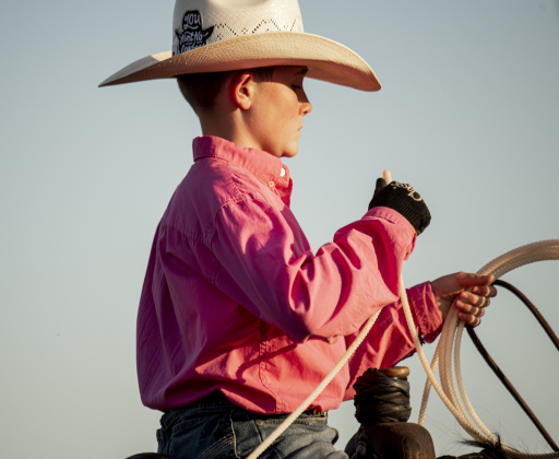 Beau Taylor gathers his rope after competing in Team Roping  at the 31st Annual Clayman Rodeo on Saturday, October 5, 2024.  Held at Windsong Farm, the rodeo was founded by Kelly and Jim Bob Clayman.    Photo by Andy Sharp.