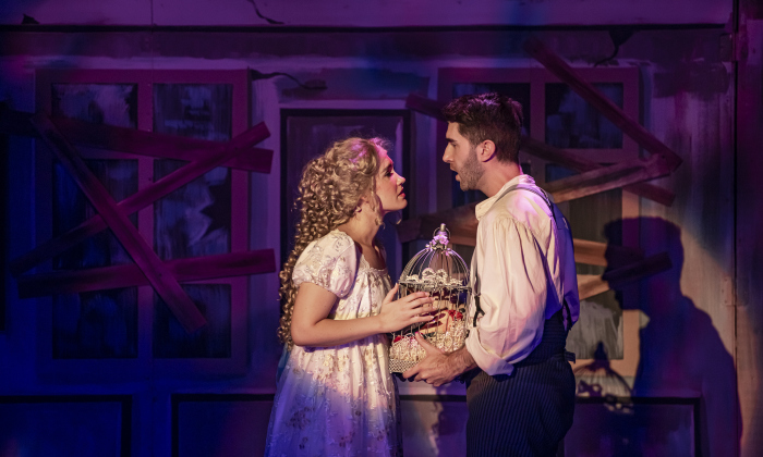 Teddi Iley, left, as Johanna, and Jacob Rosenbaum, as Anthony Hope, are pictured during a Thursday, October 3, 2024 dress rehearsal of "Sweeney Todd," playing on the Springer Stage at the Georgetown Palace through November 3rd.    Photo by Andy Sharp.