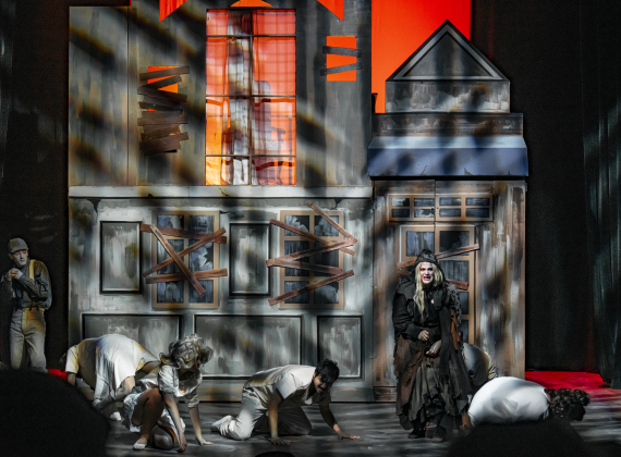 Hannah Ferguson, playing the beggar woman, is pictured during a Thursday, October 3, 2024 dress rehearsal of "Sweeney Todd," playing on the Springer Stage at the Georgetown Palace through November 3rd.    Photo by Andy Sharp.