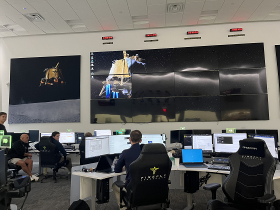 Firefly Aerospace’s engineers with the Blue Ghost team study lunar simulations at the Mission Operations Center in Leander. Photos by Abbey Archer