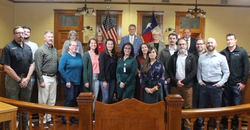 Williamson County Commissioners recognise the county’s Geographic Information Systems Council November 19. Council volunteers come from organizations like the City of Round Rock and the National Weather Service. Photos courtesy of Williamson County.