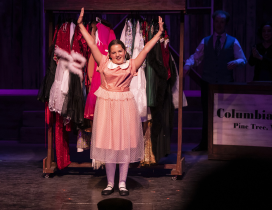 Laney Schroeder, playing Susan Waverly, is pictured in the Georgetown Palace dress rehearsal for "White Christmas" on Thursday, November 21, 2024.  The production is playing on the Springer Stage through December 29th.  Photo by Andy Sharp.