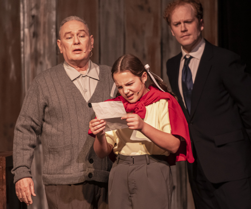 Laney Schroeder, playing Susan Waverly, is pictured in the Georgetown Palace dress rehearsal for "White Christmas" on Thursday, November 21, 2024.  The production is playing on the Springer Stage through December 29th.  Photo by Andy Sharp.