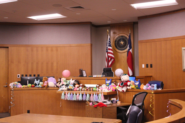 The County Court at Law One Courtroom located in the Justice Center is decorated with stuffed animals for families on Adoption Day, November 1.