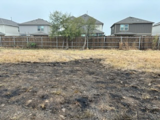 Maydell and Larry Foust’s property is scorched by a wildfire caused by fireworks during Halloween. Photo courtesy of Maydell and Larry Foust. 