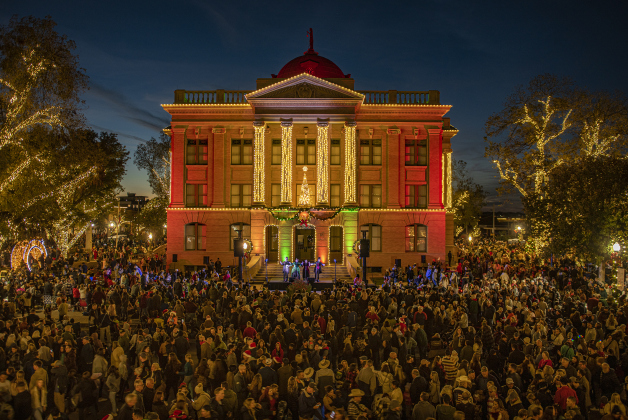 Main Street was covered in attendees at  the annual Lighting of the Square in downtown Georgetown on Friday, November 29, 2024. The streets and courthouse lawn were jammed with thousands of attendees on a cool autumn evening.    Photo by Andy Sharp.