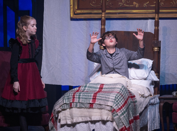 Molly Jackson, as Mary Lennox, and William Reeves, playing Colin Craven,  are pictured in a dress rehearsal photo from the Georgetown Palace production of “The Secret Garden” on  Thursday, January 30, 2025. The play runs on the Springer Stage through March 2.   Photo by Andy Sharp.