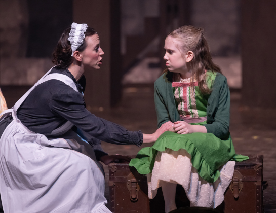Antonette Knoedl, left, playing Martha, and Molly Jackson, as Mary Lennox, are pictured in a dress rehearsal photo from the Georgetown Palace production of “The Secret Garden” on  Thursday, January 30, 2025. The play runs on the Springer Stage through March 2.   Photo by Andy Sharp.
