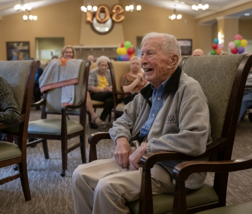 Al Blaschke celebrates his 108th birthday with a party  at The Wesleyan Assisted Living on Saturday, January 4, 2025.