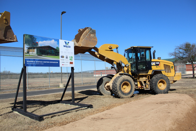 The future of the Williamson County Juvenile Justice Center, accompanied by two Caterpillar 926M wheel loaders.