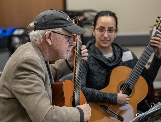Kevin Taylor and Gabriela Bravo perform during a Williamson County Guitar Society meet and greet held at the Georgetown Public Library on Saturday, February 22.