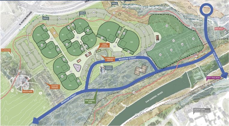Option 2: This plan shows how the fields would be laid out with the parking encompassing the fields to produce the maximum amount of parking when multiple fields are being used and other events are being held at the park.