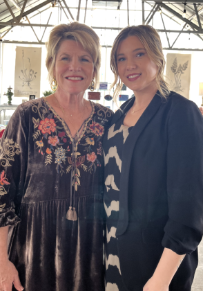 Erin Kiltz (left) founder of Brookwood in Georgetown with the exec- utive director Elizabeth Griffin (right) inside the greenhouse space beside the BiG Cafe and Shop. Photo by Abbey Archer 