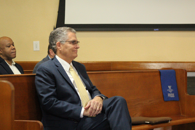 Former County Judge Bill Gravell sits as an audience member, hearing the Commissioners wish him well on his next adventure after he resigned as County Judge, March 11. Photo by Nalani Nuylan.