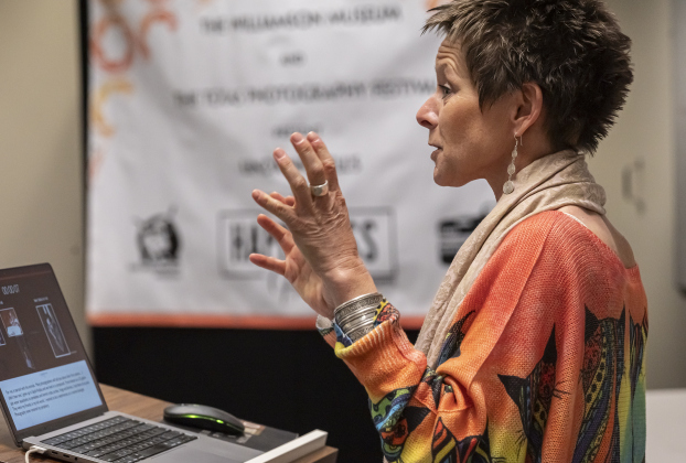 Karine Aigner discussed wildlife photography at the Georgetown Public Library during the Texas Photography Festival on Saturday, March 15, 2025.