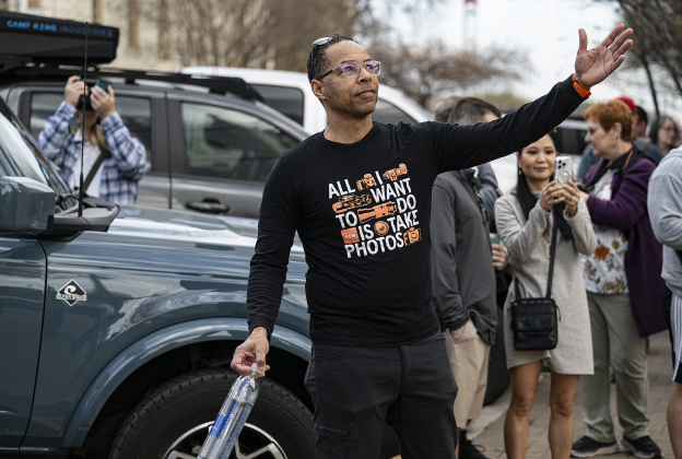 Kevin Beasley, with KEH Camera, led a photo walk around downtown Georgetown during the Texas Photography Festival on Saturday, March 15, 2025.