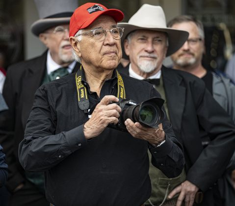 David Valdez, Texas Photography Festival founder,  took part in a a photo walk around downtown Georgetown during the Texas Photography Festival on Saturday, March 15, 2025.  The event is coordinated by David Valdez and the Williamson Museum.  Photo by Andy Sharp.  