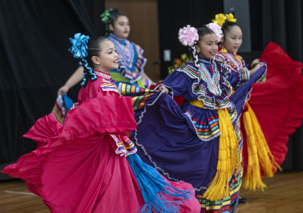 The  Ballet Folklorico Company, comprised of students from several schools, perform  during the district’s State of the District event.
