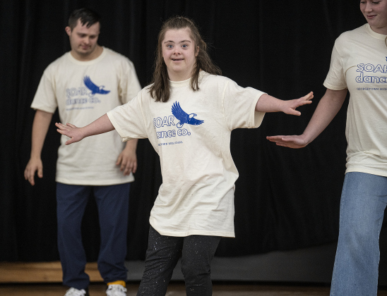 Georgetown High School student Annabelle Schmidt (center) a member her school’s SOAR Dance Company (SOAR stands for Sharing Opportunity Through Adaptive Rhythm).