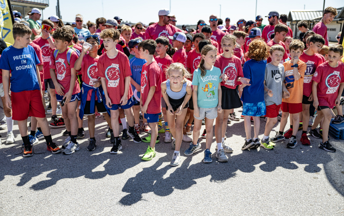 Participants get ready for the start of the one-mile Fun Run during the 13th Annual Chase the Chief, held Sunday, March 2, 2025 at East View High School.   2,000 people were registered for the one-mile fun run and 5K event.   Proceeds from the races support physical education programs in Georgetown.   Photo by Andy Sharp.