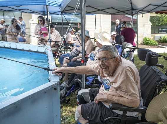 Joe Vrabel, 89, enjoys the morning while casting his line during the 22nd Annual Fishing Tournament held at Taylor’s SPJST Senior Living  on Thursday, April 24.