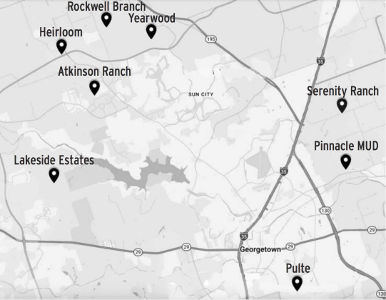 This map shows the general location of the Municipal Utility Districts presented to city council during their special workshop on April 1. Many of the details surrounding the subdivisions are being ironed out. (Map by Kaitlyn Wilkes)