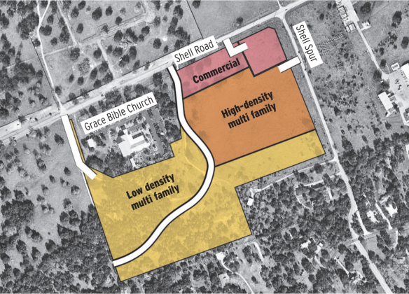 The roadways through the development are currently conceptual as they will have to meet road spacing standards set by the city’s Unified Development Code.