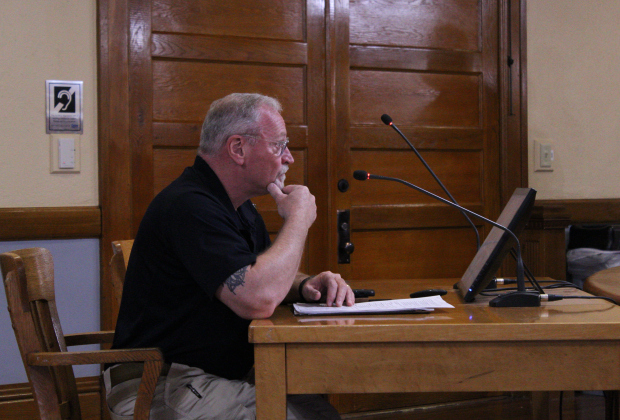  Bruce Clements, Wilco’s Director of the Office of Emergency Management, explains how the updated Hazard Mitigation plan can get grants to the county to improve infrastructure. Photo by Nalani Nuylan.
