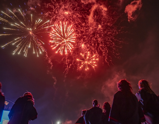 Fireworks topped off  commencement for East View High School at the Georgetown ISD Athletic Complex on Friday, May 23, 2025.  489 East View seniors received their diplomas.    Photo by Andy Sharp.