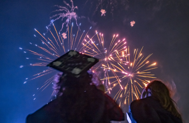Fireworks top off  commencement for East View High School at the Georgetown ISD Athletic Complex on Friday, May 23, 2025.  489 East View seniors received their diplomas.    Photo by Andy Sharp.