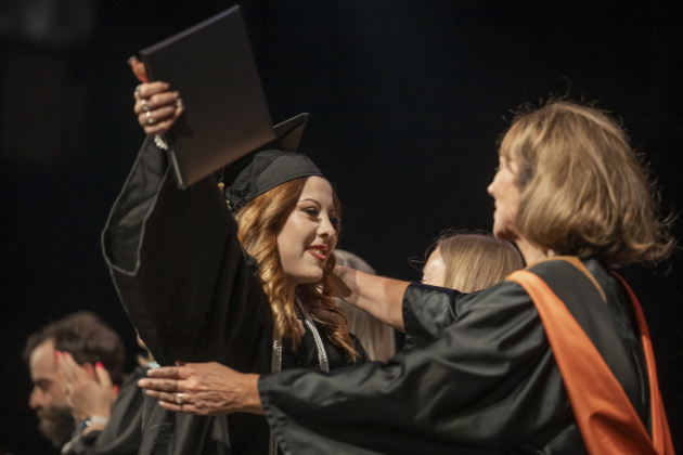 Melissa Raelynn Vasquez is congratulated after receiving her diploma during the Richarte High School commencement ceremony held at the Klett Performing Arts Center  on Thursday, May 22, 2025.