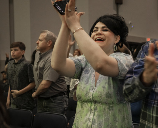 Selina Aguado, mother of Salutatorian Nathaniel Nguyen applauds for him during the Richarte High School commencement ceremony held at the Klett Performing Arts Center  on Thursday, May 22, 2025.